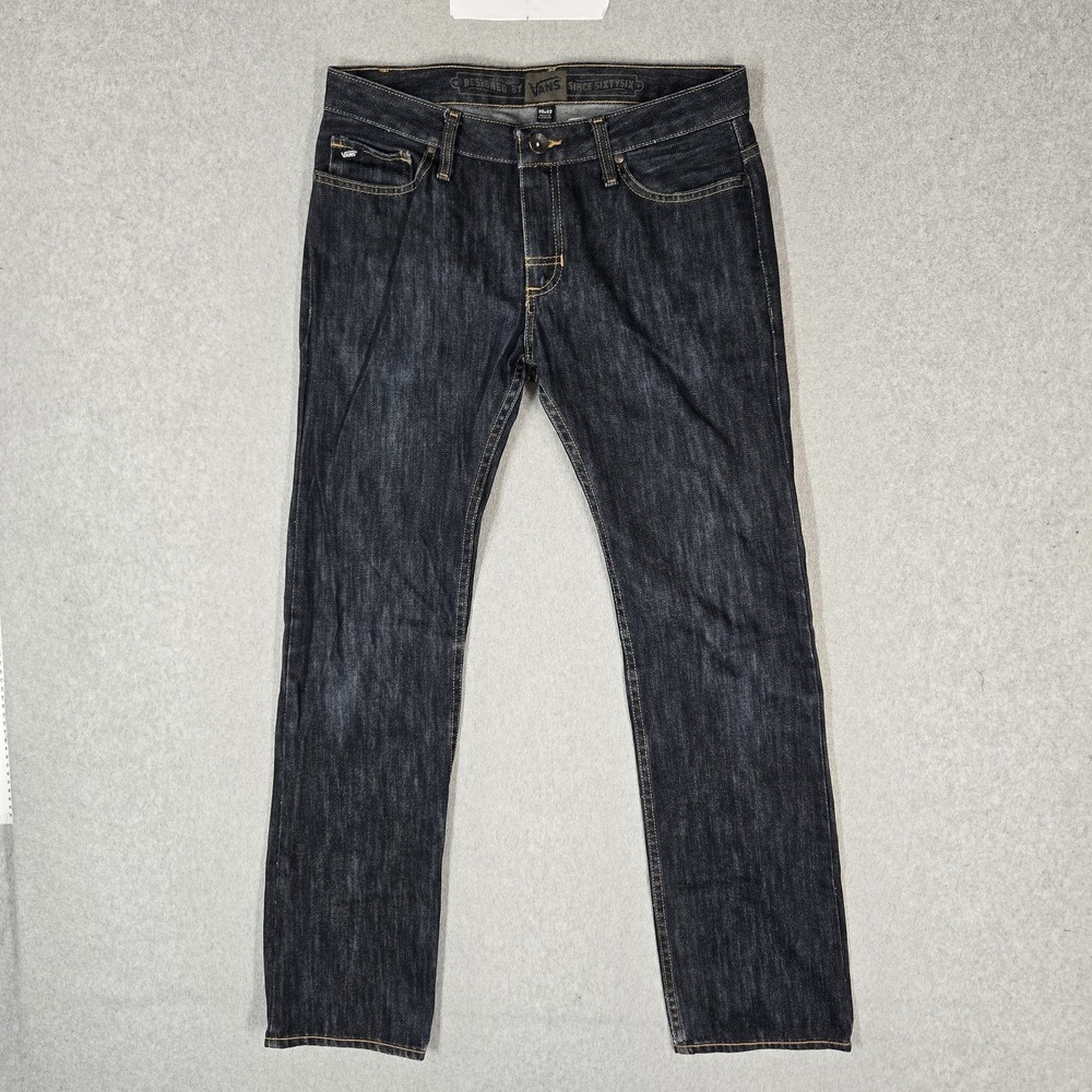 Vans Men Jeans 30X32 Dark Blue Denim Slim Straight Dark Wash 30" Inseam
